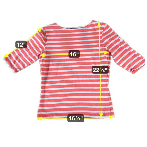 Saint James Galathee II Breton Striped Blue/Coral Stretch Knit S Top MSRP $135 - Picture 4 of 6